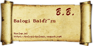 Balogi Balázs névjegykártya